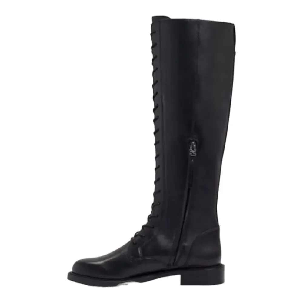 Sam Edelman Black Leather Nance Knee-High Lace-Up‎ Boots Size 6.5